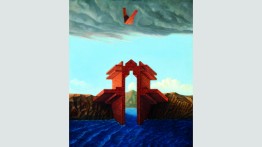 Gate for a Maritime City 1979-80, oil on paper linen 47 x 39.5 cm